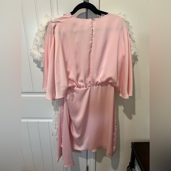 NWT Ramy Brook $445 Alexis Satin Faux Wrap Mini Dress Color Candy Pink - Size 4 - Picture 6 of 6